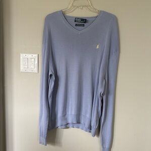 Polo by Ralph Lauren Men's V-Neck Sweater in Light Blue